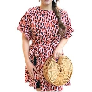 Marie Oliver Carson Dress Shift Washable Silk Leopard Animal Print Small